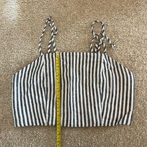 Madewell Black and White Striped Crop Top
